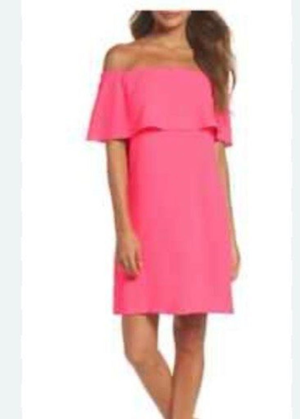 Charles Henry off the shoulder hot pink shift dress - L